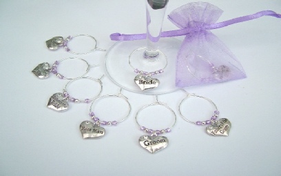 Wedding wine glass charms